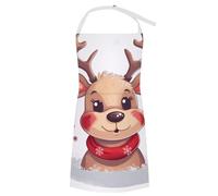 VTCTOASY Adjustable Apron with 2 Pocket Apron for Women Men Colorful Board Bib Chef Aprons for Cooking, Cute Xmas Reindeer, 70x80cm