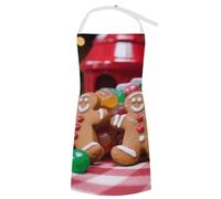 VTCTOASY Adjustable Apron with 2 Pocket Apron for Women Men Cute Snowman Bib Chef Aprons for Cooking, Gingerbread Man Candy, 70x80cm