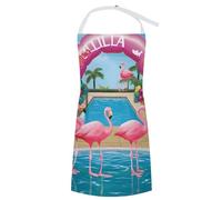 VTCTOASY Adjustable Apron with 2 Pocket Apron for Women Men Flamingo And Swimming Pool1 Bib Chef Aprons for Cooking, Flamingo and Swimming Pool1, 70x80cm