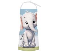 VTCTOASY Adjustable Apron with 2 Pocket Apron for Women Men Sunflower Black Background Bib Chef Aprons for Cooking, Cute Elephant, 70x80cm