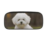 VTCTOASY Bichon Frise Dog Pencil Case Large Capacity Pencil Pouch for Women Men Cute Aesthetic Pencil Bag Office Stationery Organizer Multifunctional Coin Pouch for Office Holiday