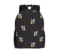VTCTOASY Bumble Bees Print Backpack Waterproof Lightweight Casual Daypack Cute Travel Laptop Bag For Men Women, Black, One Size, Casual