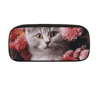 VTCTOASY Cat In Flowers Pencil Case Large Capacity Pencil Pouch for Women Men Cute Aesthetic Pencil Bag Office Stationery Organizer Multifunctional Coin Pouch for Office Holiday