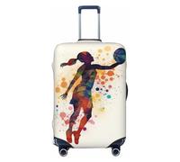 VTCTOASY Luggage Cover Basketball Girl Pattern Travel Luggage Covers Thicker Elastic Suitcase Cover Dustproof Baggage Cover Scratch-Resistant Suitcase Cover Protector Fit 18-32 Inch Luggage, Black, S