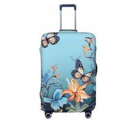 VTCTOASY Luggage Cover Blue butterfly floral Travel Luggage Covers Thicker Elastic Suitcase Cover Dustproof Baggage Cover Scratch-Resistant Suitcase Cover Protector Fit 18-32 Inch Luggage, Black, M