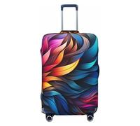 VTCTOASY Luggage Cover for Travel Elastic Suitcase Cover Rainbow Leaves Luggage Covers Fashion Suitcase Protector Thickened Baggage Cover Dustproof Suitcase Sleeve Fits 18-32 Inch Luggage, Black, L