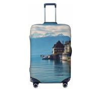 VTCTOASY Luggage Cover Lake Geneva Switzerland Travel Luggage Covers Thicker Elastic Suitcase Cover Dustproof Baggage Cover Scratch-Resistant Suitcase Cover Protector Fit 18-32 Inch Luggage, Black, XL