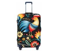 VTCTOASY Luggage Cover Polish Folk art Pattern Travel Luggage Covers Thicker Elastic Suitcase Cover Dustproof Baggage Cover Scratch-Resistant Suitcase Cover Protector Fit 18-32 Inch Luggage, Black, L