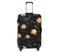 VTCTOASY Luggage Cover Repeating sun pattern Travel Luggage Covers Thicker Elastic Suitcase Cover Dustproof Baggage Cover Scratch-Resistant Suitcase Cover Protector Fit 18-32 Inch Luggage, Black, S
