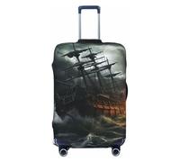 VTCTOASY Luggage Cover Scary Ship at Sea Travel Luggage Covers Thicker Elastic Suitcase Cover Dustproof Baggage Cover Scratch-Resistant Suitcase Cover Protector Fit 18-32 Inch Luggage, Black, L