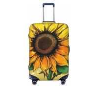 VTCTOASY Luggage Cover Shine like a sunflower Travel Luggage Covers Thicker Elastic Suitcase Cover Dustproof Baggage Cover Scratch-Resistant Suitcase Cover Protector Fit 18-32 Inch Luggage, Black, L