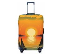 VTCTOASY Luggage Cover Sunset with a boat Travel Luggage Covers Thicker Elastic Suitcase Cover Dustproof Baggage Cover Scratch-Resistant Suitcase Cover Protector Fit 18-32 Inch Luggage, Black, S