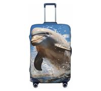 VTCTOASY Luggage Cover There is a dolphin jumping Travel Luggage Covers Thicker Elastic Suitcase Cover Dustproof Baggage Cover Scratch-Resistant Suitcase Cover Protector Fit 18-32 Inch Luggage, Black,