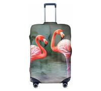 VTCTOASY Luggage Cover Two Red Flamingos Travel Luggage Covers Thicker Elastic Suitcase Cover Dustproof Baggage Cover Scratch-Resistant Suitcase Cover Protector Fit 18-32 Inch Luggage, Black, M