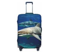 VTCTOASY Luggage Cover Two White Sharks Travel Luggage Covers Thicker Elastic Suitcase Cover Dustproof Baggage Cover Scratch-Resistant Suitcase Cover Protector Fit 18-32 Inch Luggage, Black, M