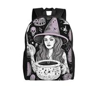 VTCTOASY Magic Witch Witchcraft Bohemian Drawing Print Backpack Waterproof Lightweight Casual Daypack Cute Travel Laptop Bag For Men Women, Black, One Size, Causal