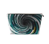 VTCTOASY Makeup Bag for Women Abstract Circle Swirl Travel Cosmetic Bag Large Capacity Portable Makeup Organizer Bags PU Leather Waterproof Toiletry Bag Cute Aesthetic Zipper Makeup Pouch, Gold, One