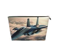 VTCTOASY Makeup Bag for Women Aircraft Fighter Jets Travel Cosmetic Bag Large Capacity Portable Makeup Organizer Bags PU Leather Waterproof Toiletry Bag Cute Aesthetic Zipper Makeup Pouch, Gold, One