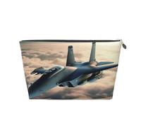VTCTOASY Makeup Bag for Women Aircraft Fighter Jets Travel Cosmetic Bag Large Capacity Portable Makeup Organizer Bags PU Leather Waterproof Toiletry Bag Cute Aesthetic Zipper Makeup Pouch, Silver, One