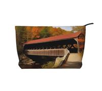 VTCTOASY Makeup Bag for Women Albany Covered Bridge Cosmetic Bag Large Capacity Portable Makeup Organizer Bags Corduroy Travel Toiletry Bag Cute Aesthetic Zipper Makeup Pouch, Albany Covered Bridge,