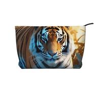 VTCTOASY Makeup Bag for Women Albany Covered Bridge Cosmetic Bag Large Capacity Portable Makeup Organizer Bags Corduroy Travel Toiletry Bag Cute Aesthetic Zipper Makeup Pouch, African Wildlife Tiger,