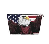 VTCTOASY Makeup Bag for Women American National Flag with Eagle Travel Cosmetic Bag Large Capacity Portable Makeup Organizer Bags PU Leather Waterproof Toiletry Bag Cute Aesthetic Zipper Makeup Pouch,