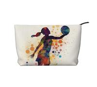 VTCTOASY Makeup Bag for Women Beach Conch Seascape Cosmetic Bag Large Capacity Portable Makeup Organizer Bags Corduroy Travel Toiletry Bag Cute Aesthetic Zipper Makeup Pouch, Basketball Girl Pattern,