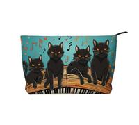 VTCTOASY Makeup Bag for Women Cats lying on the piano keyboard Cosmetic Bag Large Capacity Portable Makeup Organizer Bags Corduroy Travel Toiletry Bag Cute Aesthetic Zipper Makeup Pouch, Cats Lying On