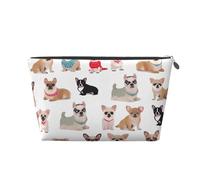 VTCTOASY Makeup Bag for Women Cute Chihuahua Pug Pattern Travel Cosmetic Bag Large Capacity Portable Makeup Organizer Bags PU Leather Waterproof Toiletry Bag Cute Aesthetic Zipper Makeup Pouch,