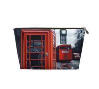 VTCTOASY Makeup Bag for Women England UK Retro London Telephone Travel Cosmetic Bag Large Capacity Portable Makeup Organizer Bags PU Leather Waterproof Toiletry Bag Cute Aesthetic Zipper Makeup Pouch,