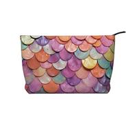 VTCTOASY Makeup Bag for Women Fallen leaves flying Cosmetic Bag Large Capacity Portable Makeup Organizer Bags Corduroy Travel Toiletry Bag Cute Aesthetic Zipper Makeup Pouch, Mermaid Scales