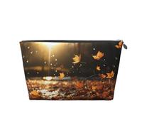 VTCTOASY Makeup Bag for Women Fallen leaves flying Travel Cosmetic Bag Large Capacity Portable Makeup Organizer Bags PU Leather Waterproof Toiletry Bag Cute Aesthetic Zipper Makeup Pouch, Silver, One