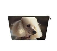 VTCTOASY Makeup Bag for Women French Poodle Travel Cosmetic Bag Large Capacity Portable Makeup Organizer Bags PU Leather Waterproof Toiletry Bag Cute Aesthetic Zipper Makeup Pouch, Gold, One Size