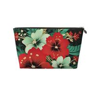 VTCTOASY Makeup Bag for Women Green and red flowers Travel Cosmetic Bag Large Capacity Portable Makeup Organizer Bags PU Leather Waterproof Toiletry Bag Cute Aesthetic Zipper Makeup Pouch, Gold, One