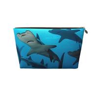 VTCTOASY Makeup Bag for Women Hammerhead Sharks Travel Cosmetic Bag Large Capacity Portable Makeup Organizer Bags PU Leather Waterproof Toiletry Bag Cute Aesthetic Zipper Makeup Pouch, Gold, One Size