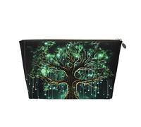 VTCTOASY Makeup Bag for Women Magical Green Tree Travel Cosmetic Bag Large Capacity Portable Makeup Organizer Bags PU Leather Waterproof Toiletry Bag Cute Aesthetic Zipper Makeup Pouch, Gold, One Size