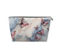 VTCTOASY Makeup Bag for Women Marble and butterfly Travel Cosmetic Bag Large Capacity Portable Makeup Organizer Bags PU Leather Waterproof Toiletry Bag Cute Aesthetic Zipper Makeup Pouch, Silver, One