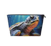VTCTOASY Makeup Bag for Women Painted Sea Turtle Travel Cosmetic Bag Large Capacity Portable Makeup Organizer Bags PU Leather Waterproof Toiletry Bag Cute Aesthetic Zipper Makeup Pouch, Silver, One
