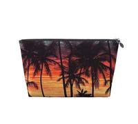VTCTOASY Makeup Bag for Women Palm trees at sunset Travel Cosmetic Bag Large Capacity Portable Makeup Organizer Bags PU Leather Waterproof Toiletry Bag Cute Aesthetic Zipper Makeup Pouch, Silver, One