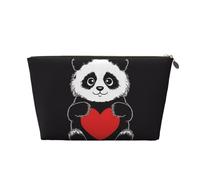 VTCTOASY Makeup Bag for Women Panda holding heart Travel Cosmetic Bag Large Capacity Portable Makeup Organizer Bags PU Leather Waterproof Toiletry Bag Cute Aesthetic Zipper Makeup Pouch, Gold, One