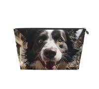 VTCTOASY Makeup Bag for Women Pastor Border Collie Travel Cosmetic Bag Large Capacity Portable Makeup Organizer Bags PU Leather Waterproof Toiletry Bag Cute Aesthetic Zipper Makeup Pouch, Silver, One