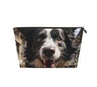 VTCTOASY Makeup Bag for Women Pastor Border Collie Travel Cosmetic Bag Large Capacity Portable Makeup Organizer Bags PU Leather Waterproof Toiletry Bag Cute Aesthetic Zipper Makeup Pouch, Gold, One