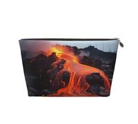 VTCTOASY Makeup Bag for Women Red Hot Lava from Kilauea Volcano Travel Cosmetic Bag Large Capacity Portable Makeup Organizer Bags PU Leather Waterproof Toiletry Bag Cute Aesthetic Zipper Makeup Pouch,