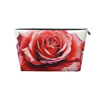 VTCTOASY Makeup Bag for Women Red watercolor rose flower Travel Cosmetic Bag Large Capacity Portable Makeup Organizer Bags PU Leather Waterproof Toiletry Bag Cute Aesthetic Zipper Makeup Pouch,