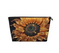 VTCTOASY Makeup Bag for Women Sparkling sunflower Travel Cosmetic Bag Large Capacity Portable Makeup Organizer Bags PU Leather Waterproof Toiletry Bag Cute Aesthetic Zipper Makeup Pouch, Silver, One
