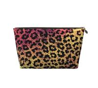 VTCTOASY Makeup Bag for Women Star leopard print Travel Cosmetic Bag Large Capacity Portable Makeup Organizer Bags PU Leather Waterproof Toiletry Bag Cute Aesthetic Zipper Makeup Pouch, Gold, One Size
