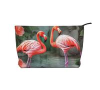 VTCTOASY Makeup Bag for Women Two Red Flamingos Cosmetic Bag Large Capacity Portable Makeup Organizer Bags Corduroy Travel Toiletry Bag Cute Aesthetic Zipper Makeup Pouch, Two Red Flamingos, One Size