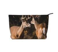 VTCTOASY Makeup Bag for Women Two Red Flamingos Cosmetic Bag Large Capacity Portable Makeup Organizer Bags Corduroy Travel Toiletry Bag Cute Aesthetic Zipper Makeup Pouch, Two Deers, One Size