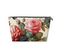 VTCTOASY Makeup Bag for Women Vintage Floral Travel Cosmetic Bag Large Capacity Portable Makeup Organizer Bags PU Leather Waterproof Toiletry Bag Cute Aesthetic Zipper Makeup Pouch, Silver, One Size