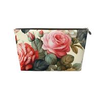 VTCTOASY Makeup Bag for Women Vintage Floral Travel Cosmetic Bag Large Capacity Portable Makeup Organizer Bags PU Leather Waterproof Toiletry Bag Cute Aesthetic Zipper Makeup Pouch, Gold, One Size